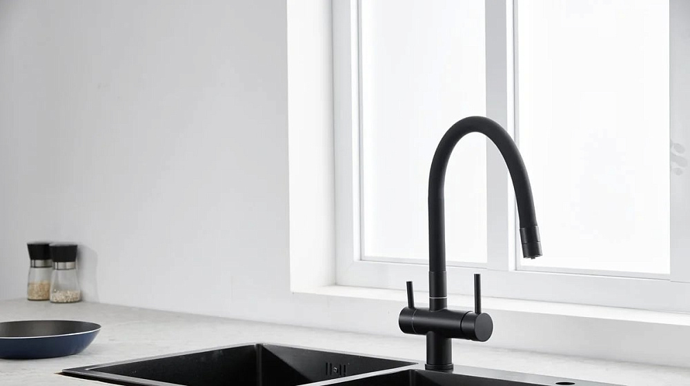 Смеситель для кухни Emar Steel ЕС - 3015 black