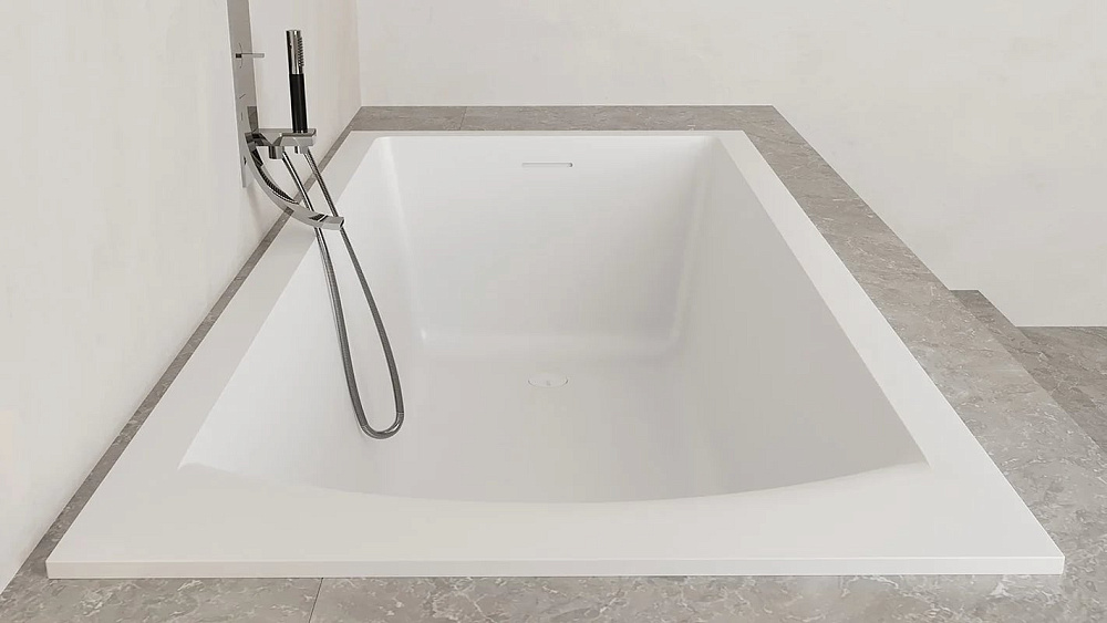 Ванна из искусственного камня Salini Cascata Kit S-Sense 170x70 см, встраиваемая, белая, на ножках, 