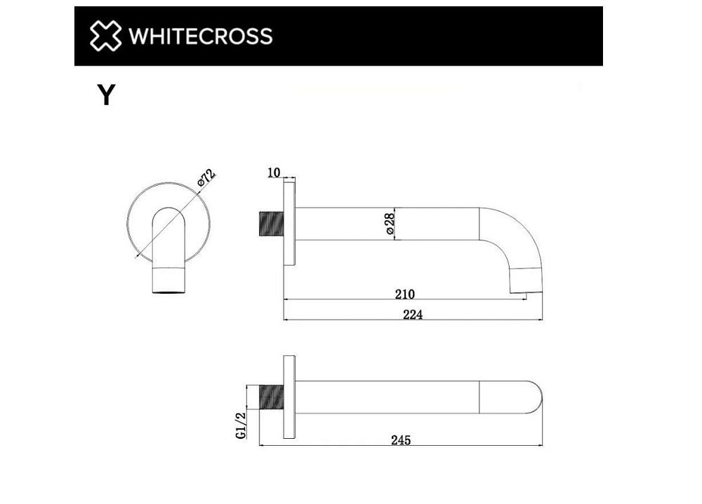 Излив WHITECROSS Y Y1200CPB брашированная медь