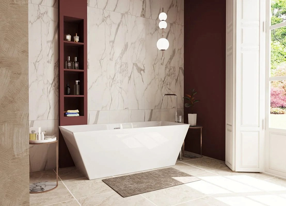 Ванна из искусственного камня Эстет Манхэттен ФР-00006566 175x75 см, отдельностоящая, белая, со слив