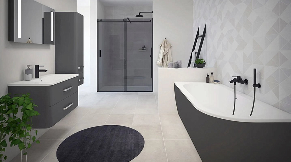 Акриловая ванна Cezares Slim 180x80 см, левая, SLIM CORNER-180-80-60-L-NERO-SET