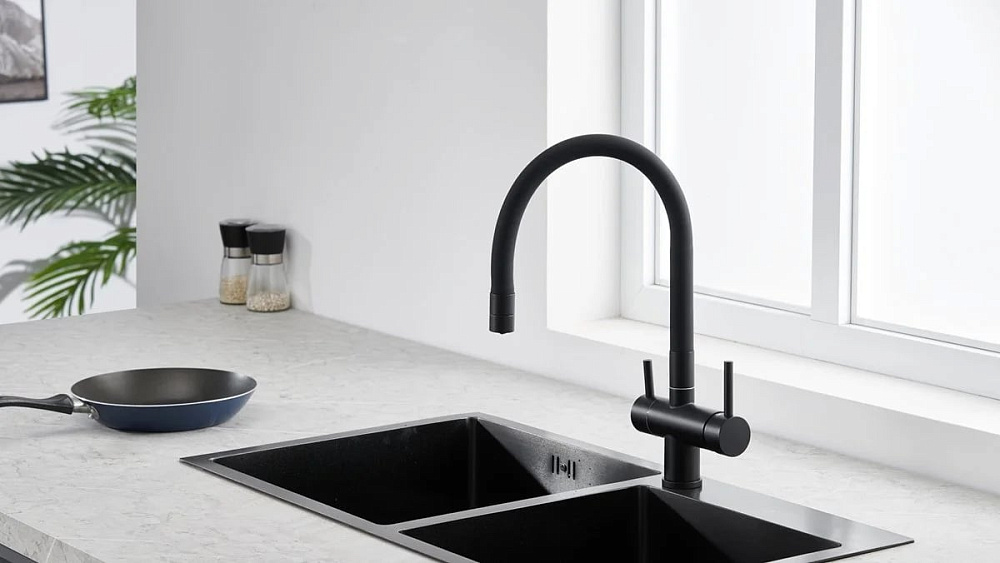 Смеситель для кухни Emar Steel ЕС - 3015 black