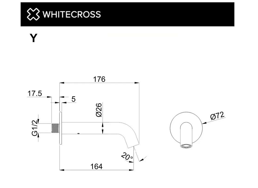 Излив WHITECROSS Y Y1201GM оружейная сталь