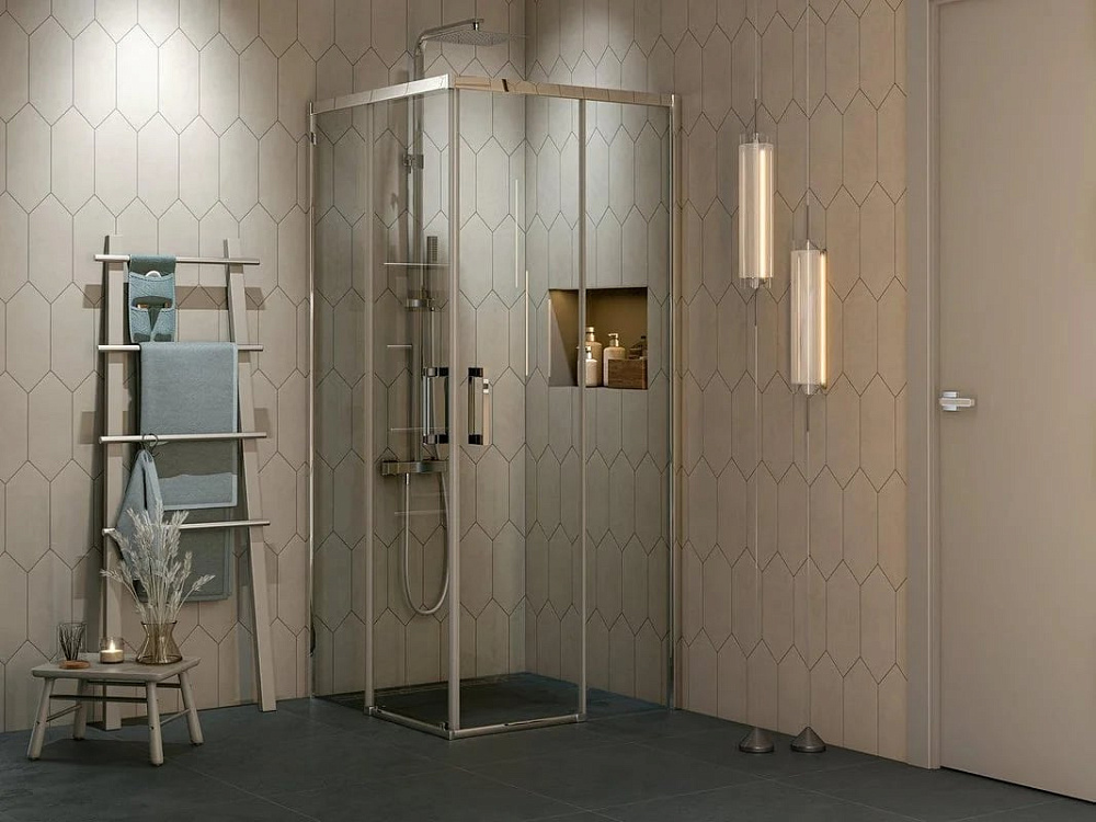 Душевой уголок KERAMA MARAZZI Vetro 90х90 см, квадратный, раздвижная дверь, профиль хром