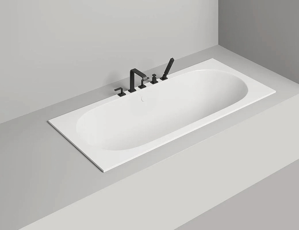Ванна из искусственного камня Salini Ornella Axis S-Stone 180x80 см, встраиваемая, матовая белая, на