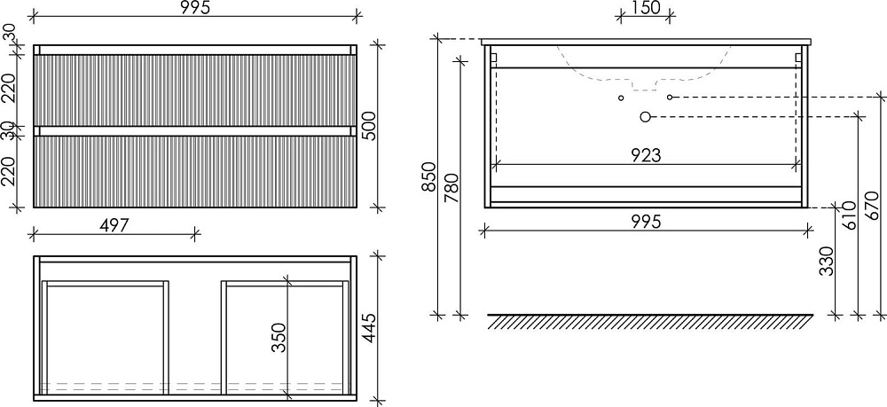 Тумба с раковиной Sancos Snob R 100 см, bianco, столешница бежевая, раковина CN5001