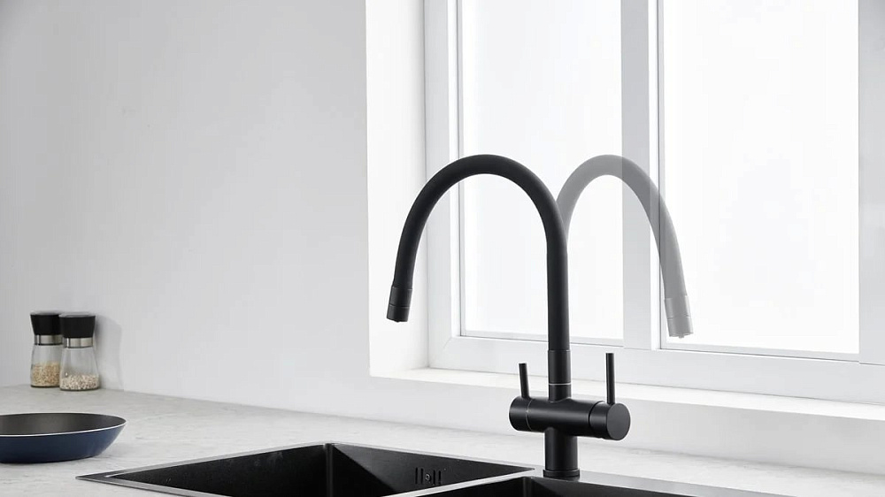 Смеситель для кухни Emar Steel ЕС - 3015 black