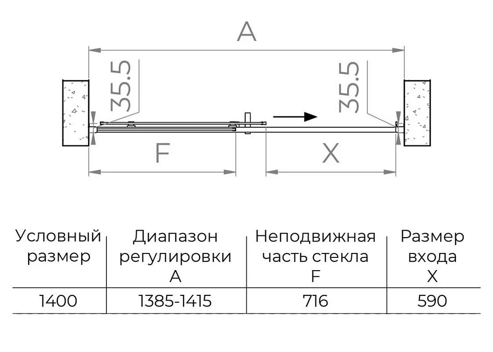Душевая дверь в нишу RGW Passage PA-017-B 140х195, профиль черный