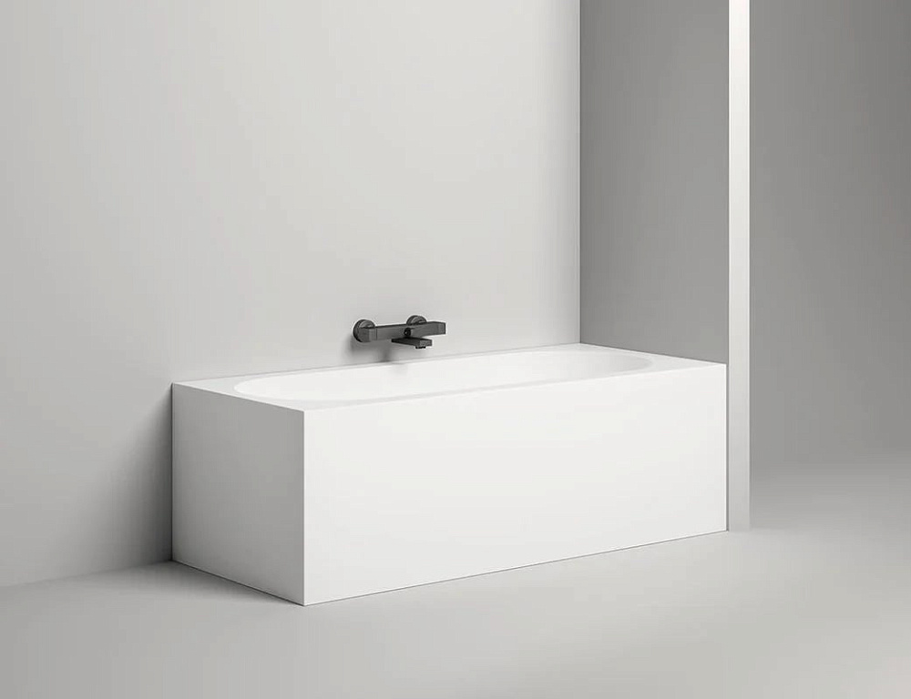 Ванна из искусственного камня Salini Ornella Kit 180x80 см, встраиваемая, белая, на ножках, со сливо