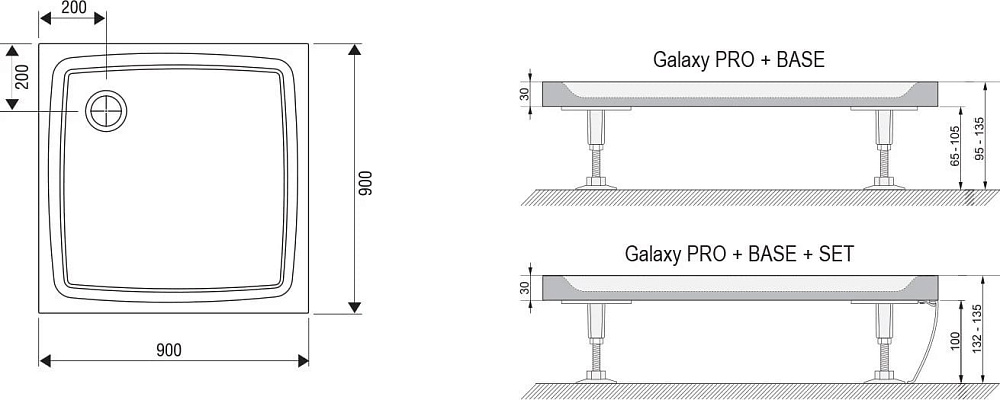 Поддон для душа Ravak Galaxy Pro Flat Perseus Pro-90