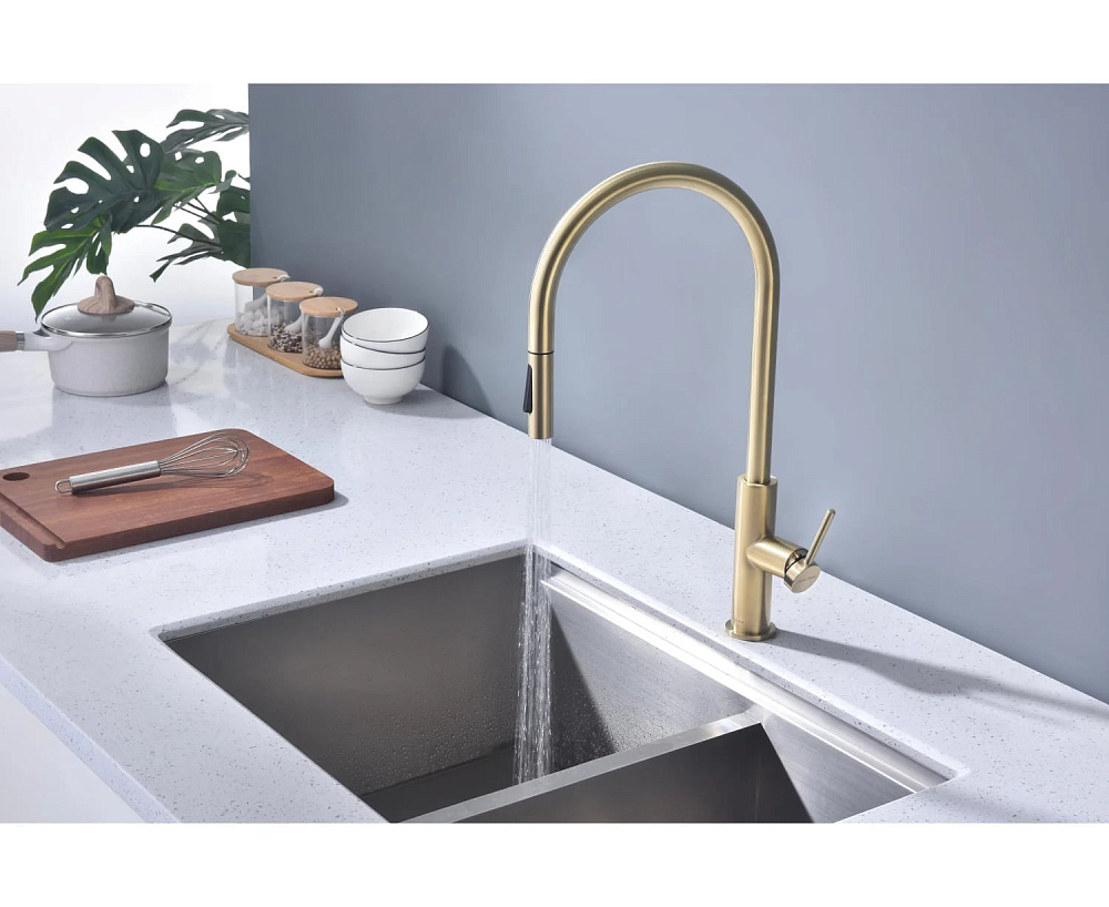 Смеситель для кухни Paulmark Senso Se215180-LG светлое золото