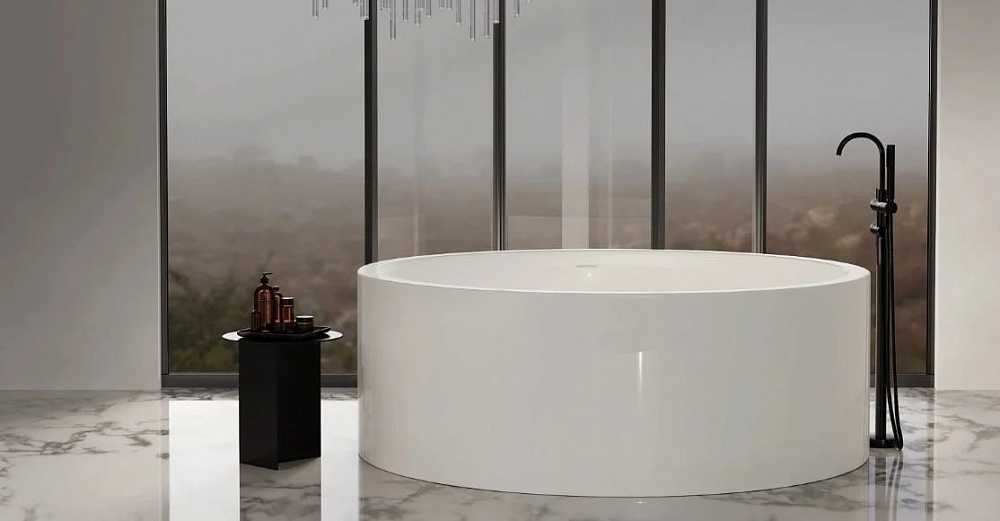 Ванна из искусственного камня Salini Isola S-Sense 200x200 см, отдельностоящая, матовая белая, кругл