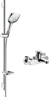 Смеситель для ванны с душем Hansgrohe Metris S 31460000, + Душевой гарнитур Hansgrohe Raindance Sele