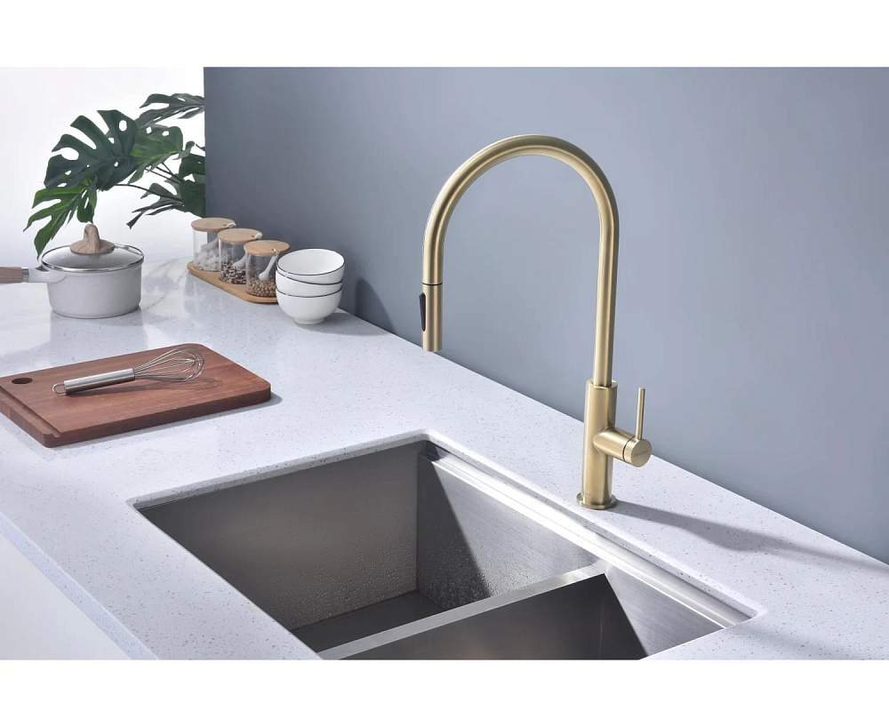 Смеситель для кухни Paulmark Senso Se215180-LG светлое золото