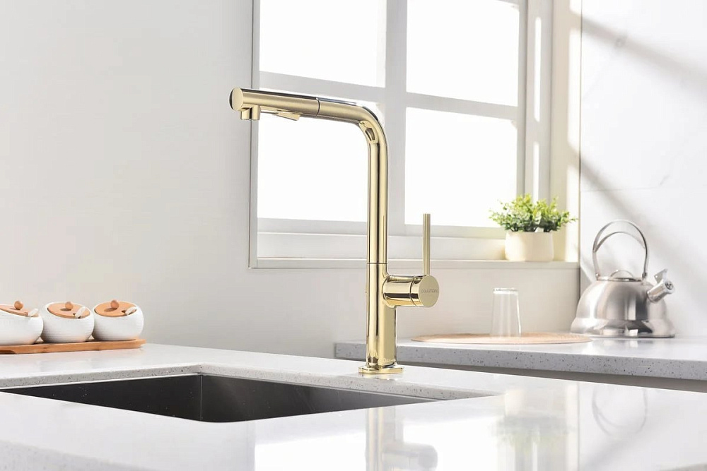 Смеситель для кухни Paulmark Neo Ne214419-G, золото