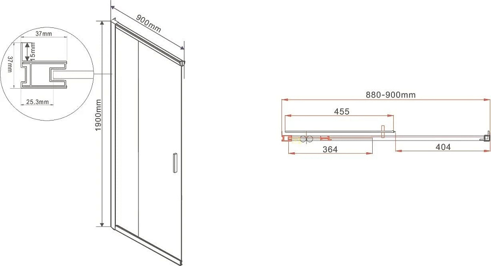 Душевой уголок Vincea Garda VSS-1G8090CGB 90x80 см, профиль чёрный, стекло тонированное