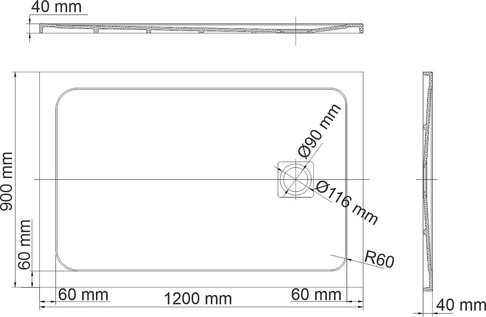 Поддон для душа Wasserkraft Neime 19T07 120x90