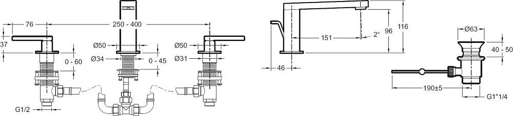 Смеситель для раковины Jacob Delafon Composed E73060-4-CP