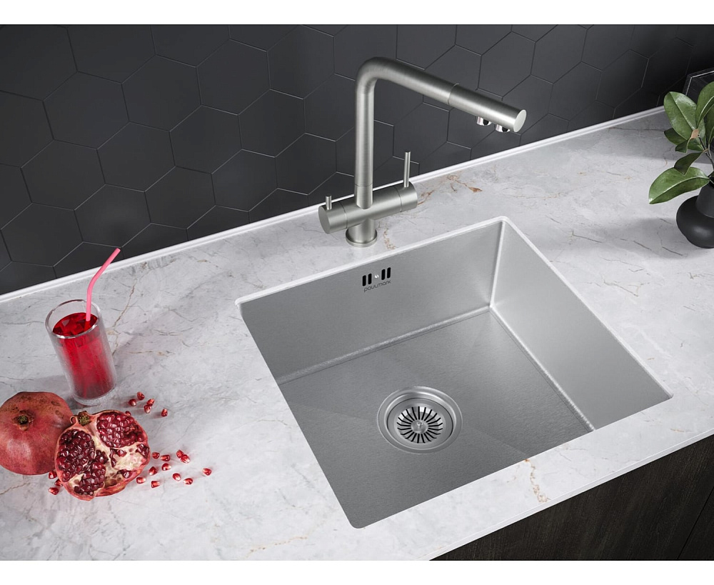 Мойка кухонная Paulmark Vista PM304444-BS, брашированная нержавеющая сталь
