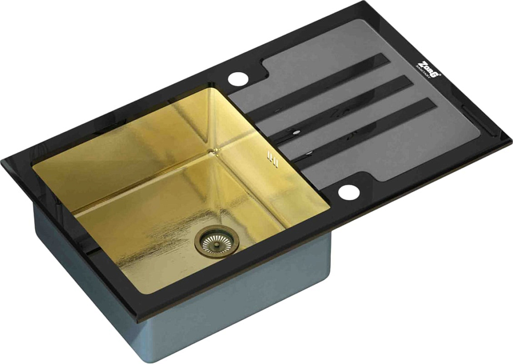 Мойка кухонная Zorg Inox Glass GL-7851-BLACK-BRONZE черное стекло