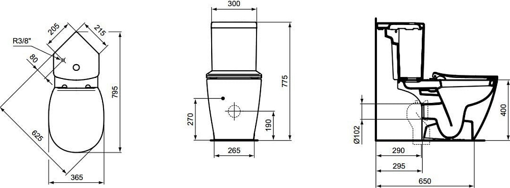Унитаз-компакт напольный Ideal Standard Connect Arc E803601 бачок E120201