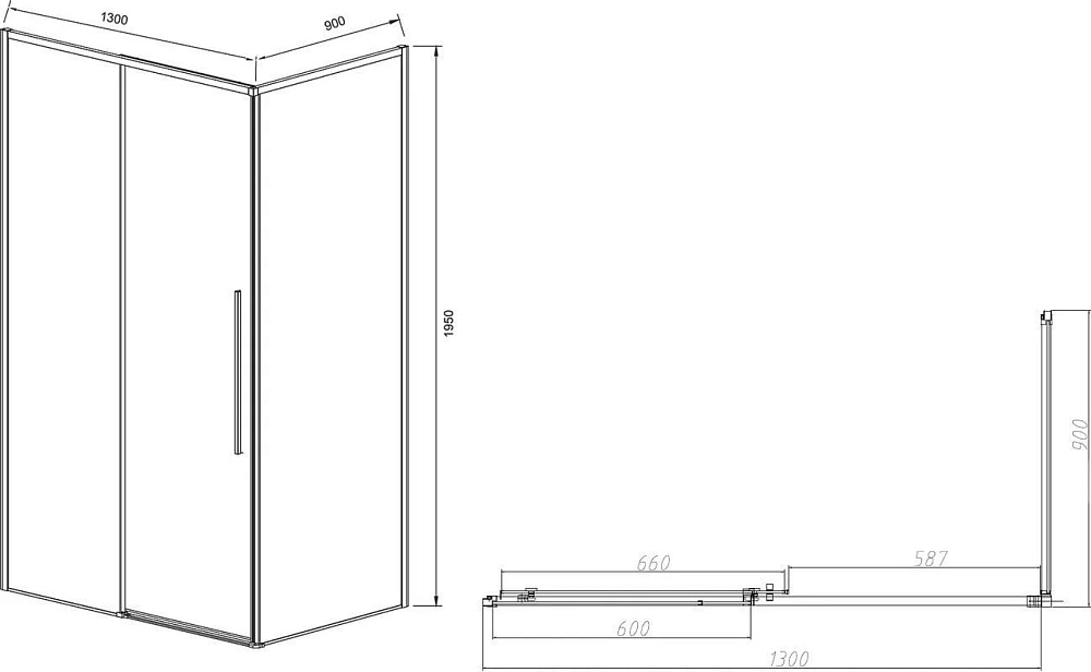 Душевой уголок Vincea Slim-N VSR-4SN9013CLB 130х90 см, профиль черный