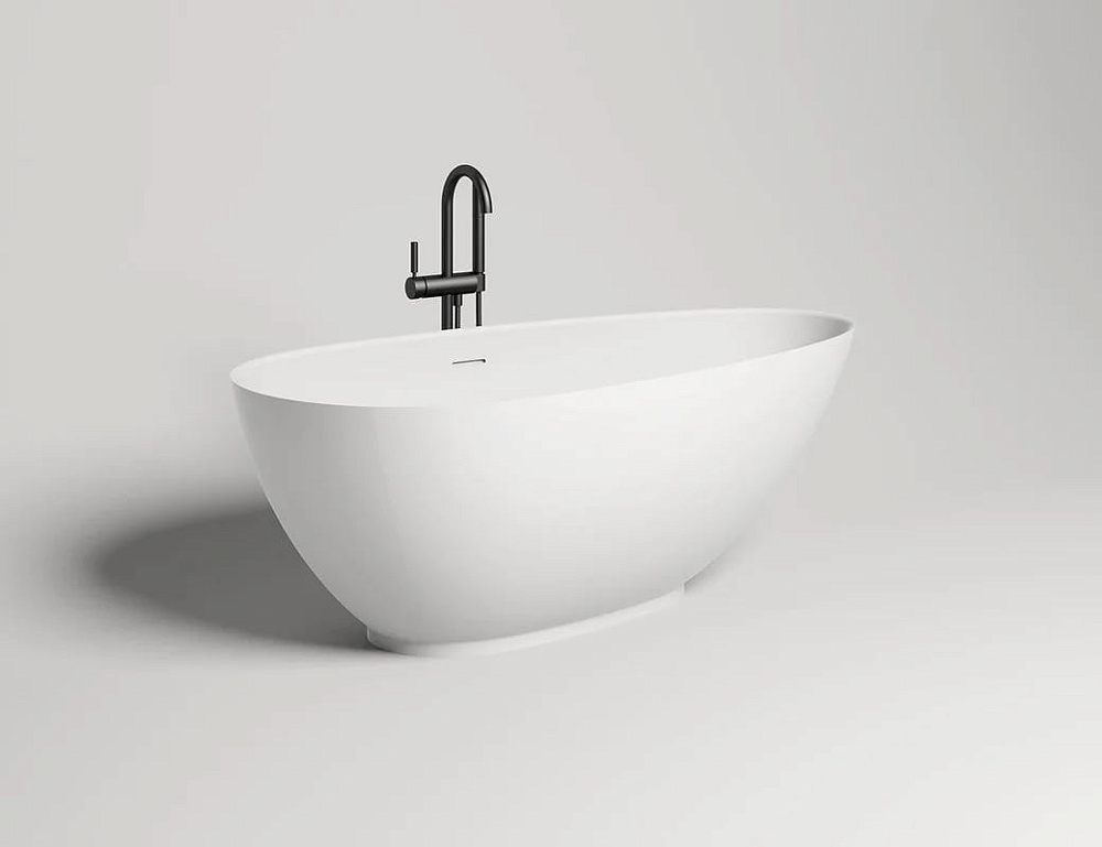 Ванна из искусственного камня Salini Paola S-Stone 160x75 см, отдельностоящая, матовая белая, овальн