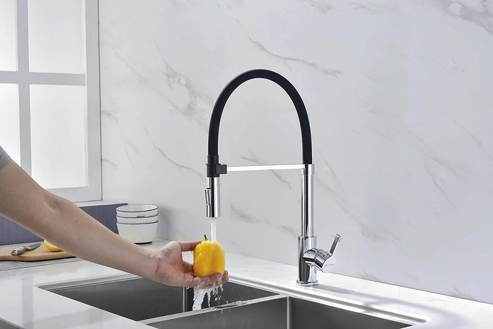 Смеситель для кухни Paulmark Halt Ha214021-CR хром, с гибким изливом