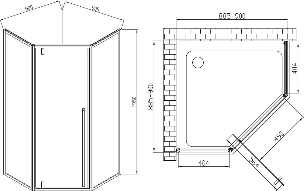 Душевой уголок Vincea Penta VSP-3P900CL 90x90, профиль хром, стекло прозрачное