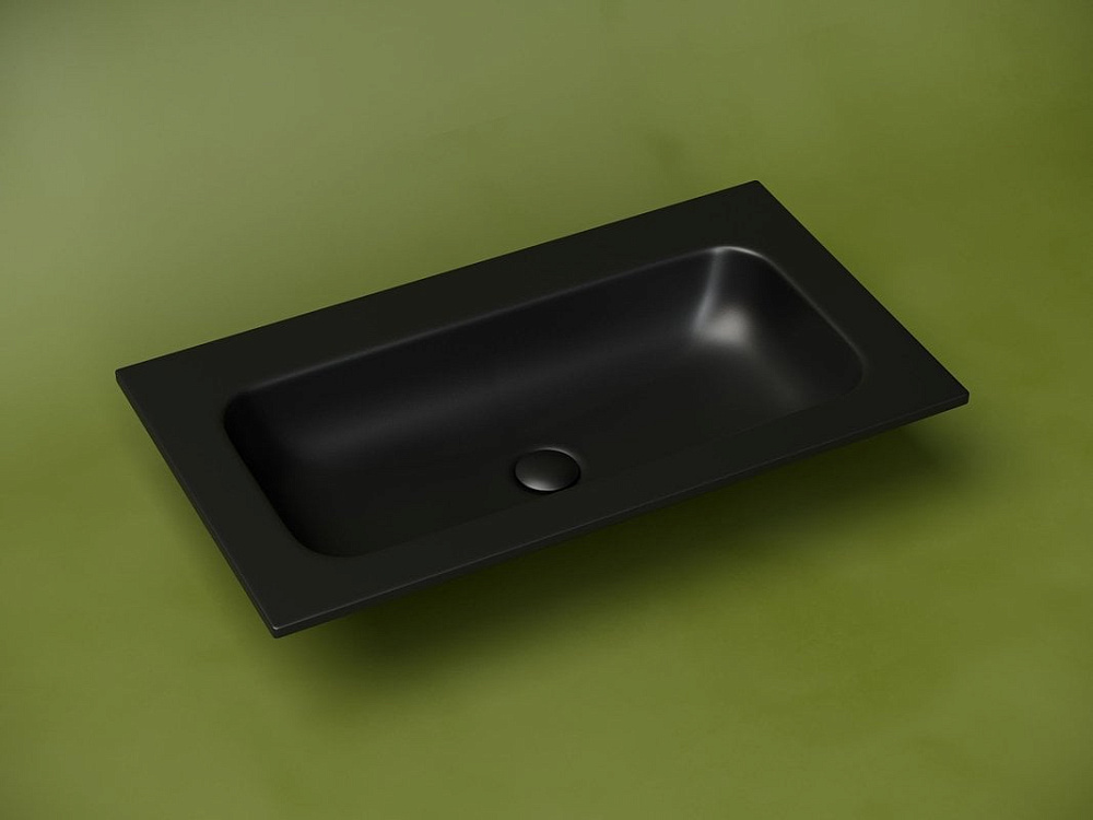 Мебельная раковина Ceramicanova Grace прямоугольная без отверстия под смеситель черная матовая 81 см
