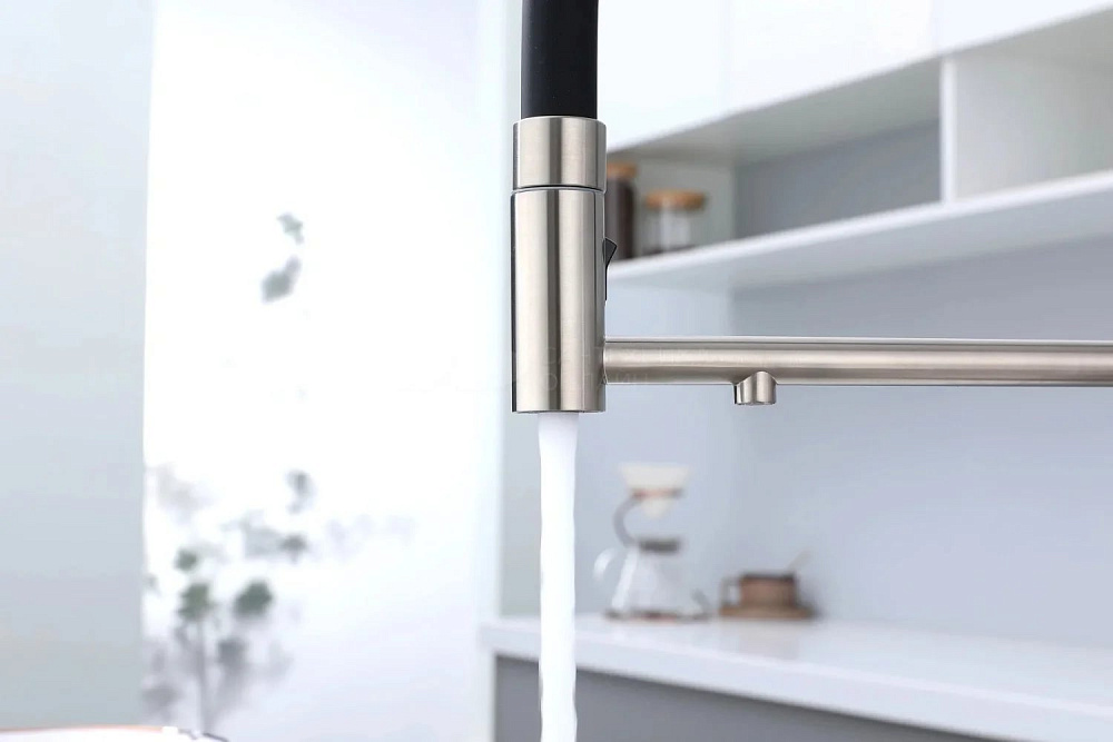 Смеситель для кухни Paulmark Ganymede Ga213199-BS с гибким изливом, брашированная сталь