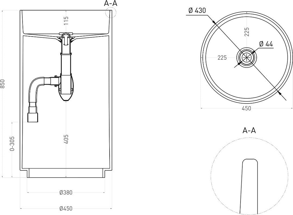 Раковина Salini Armonia 01 130111SM