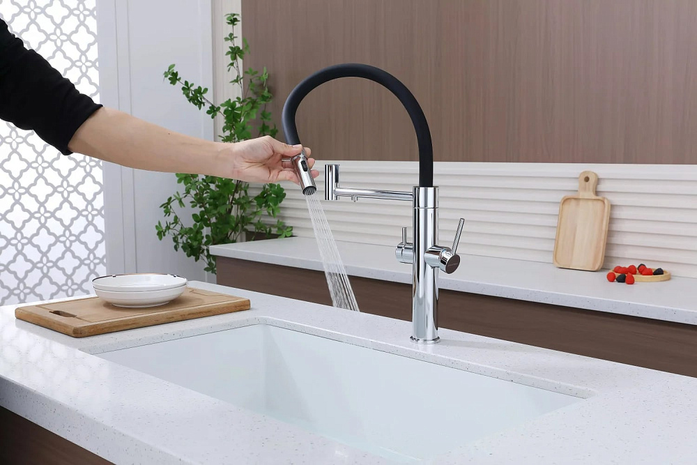 Смеситель для кухни Paulmark Nexus Ne213999-CR с гибким изливом, хром