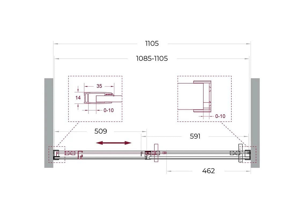 Душевая дверь в нишу BelBagno Soft Close-1 BF-1-110-C-Cr профиль хром