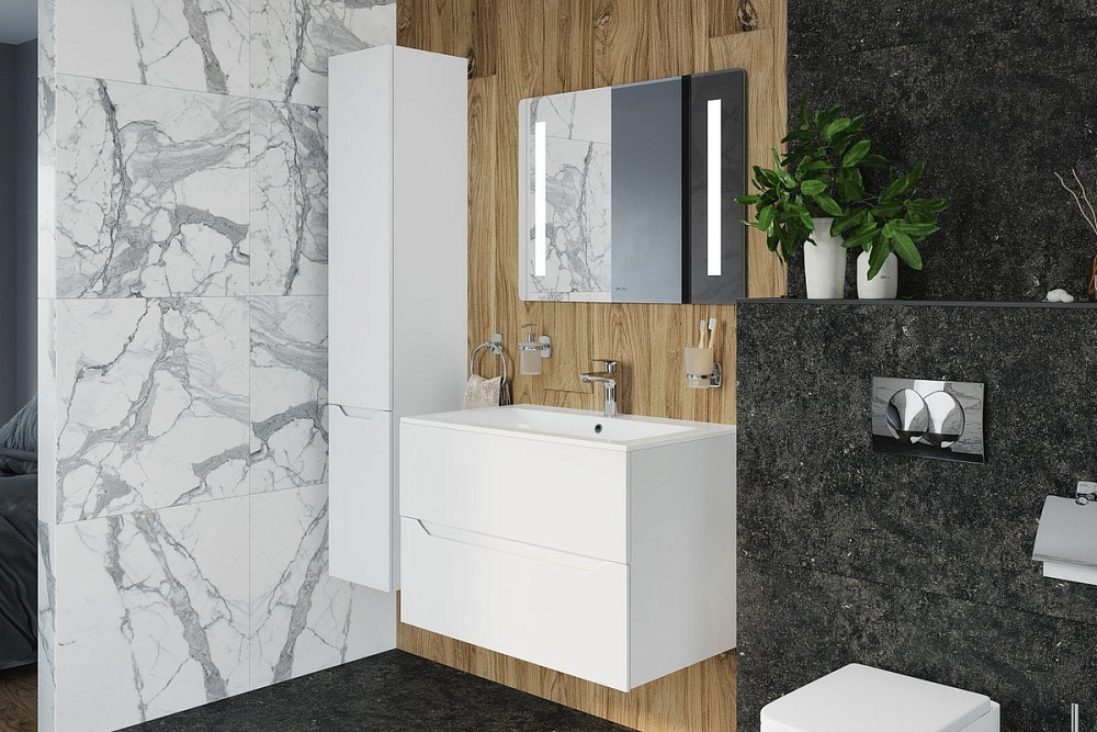 Шкаф-пенал для ванной AM.PM Tender R, подвесной, белый глянец