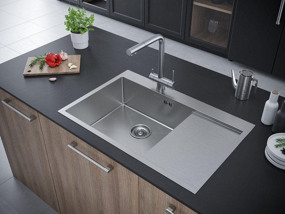 Мойка кухонная Paulmark Kroner PM217851-BSL брашированная нержавеющая сталь L