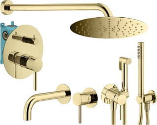 Комплект для ванной Plumberia Selection Ixo KITZXO18OR210 С ВНУТРЕННЕЙ ЧАСТЬЮ, золото 24к