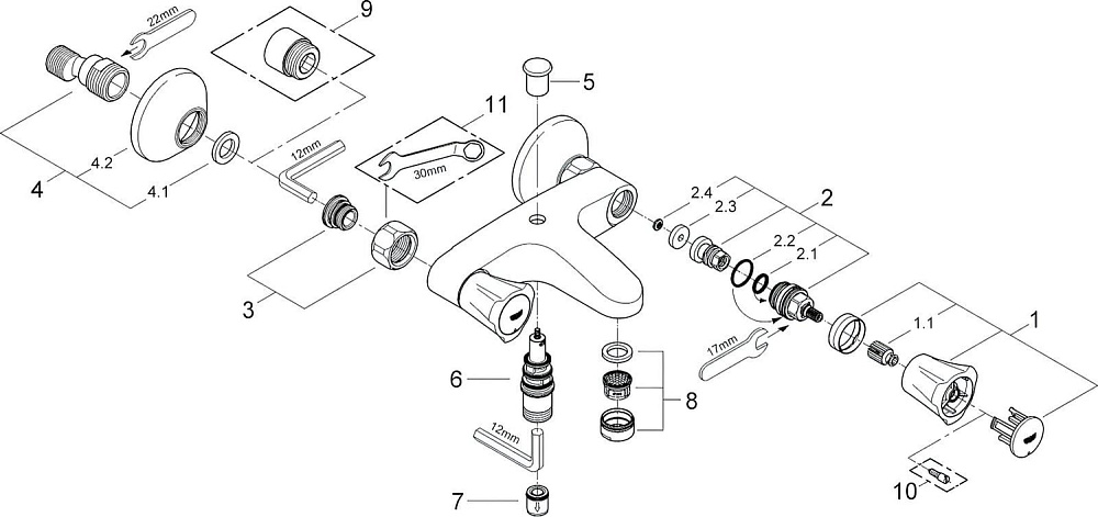 Смеситель для ванны с душем Grohe Costa 25450001