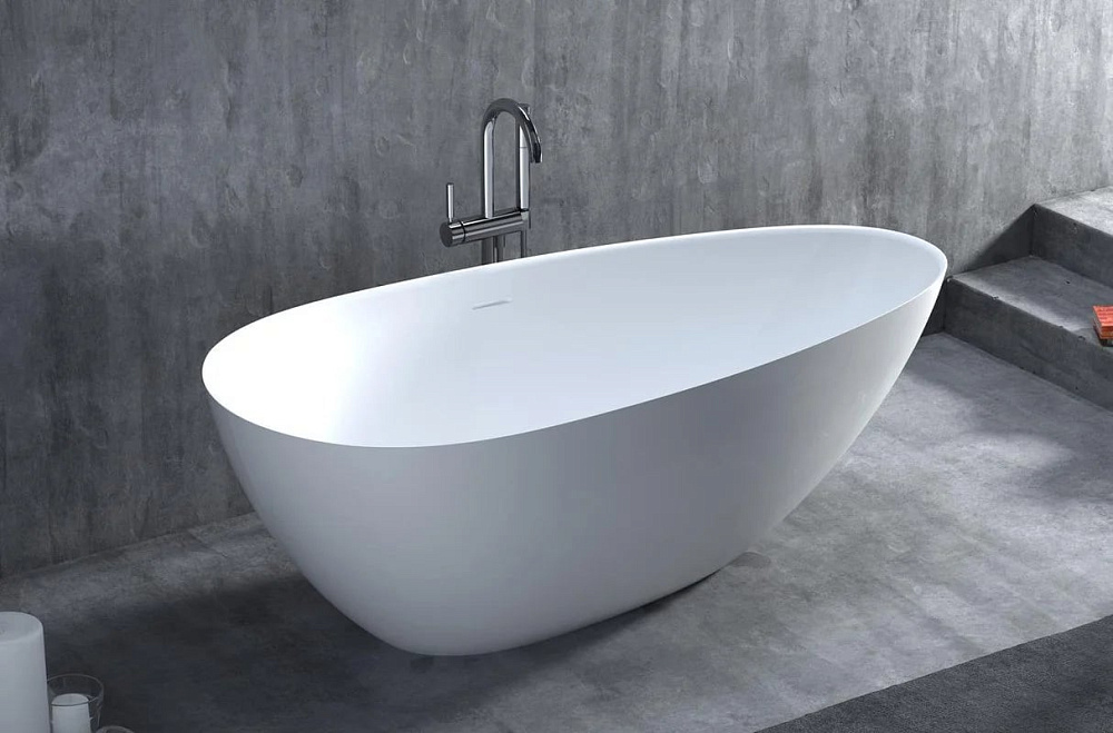Ванна из искусственного камня Salini Paola In S-Sense 160x75 см, отдельностоящая, белая, овальная, с