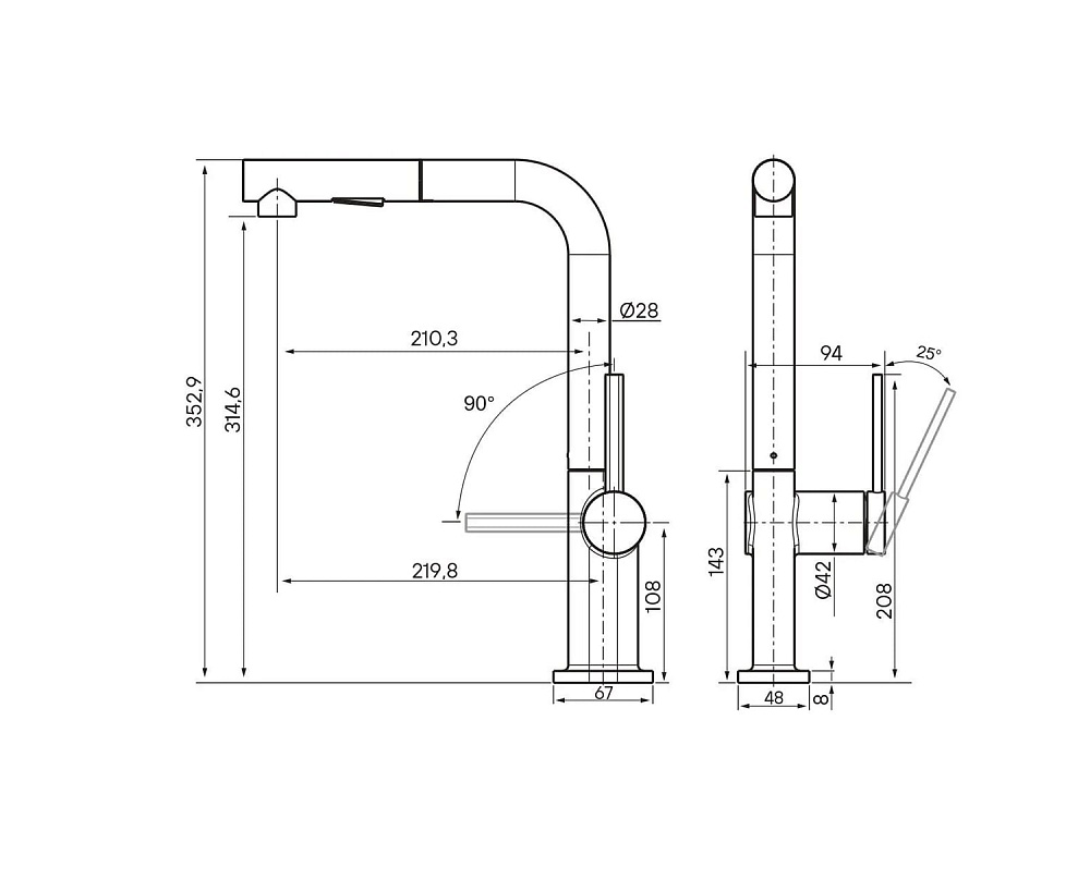 Смеситель для кухни Paulmark Neo Ne214419-BS, брашированная сталь