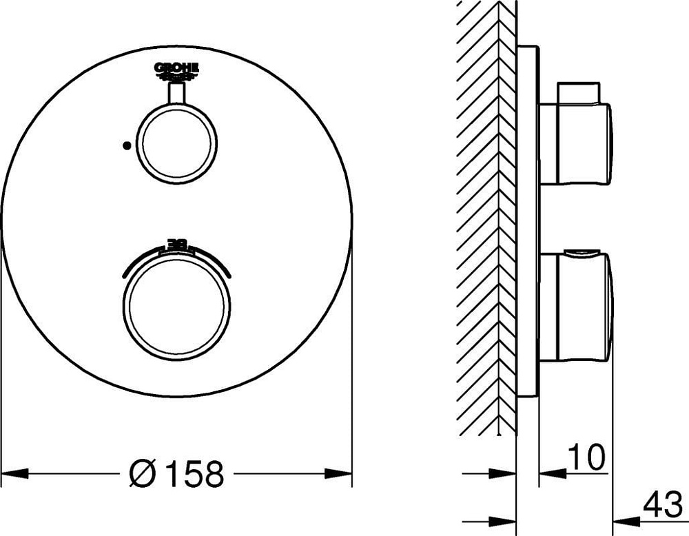 Термостатический смеситель встраиваемый Grohe Grohtherm 24075000 для душа