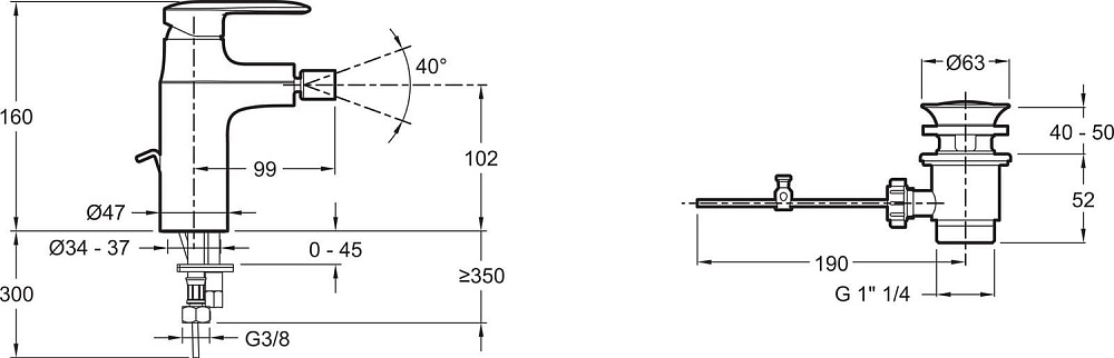 Смеситель для биде Jacob Delafon Kumin E99456-CP
