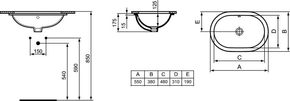 Раковина Ideal Standard Connect E504801 55 см