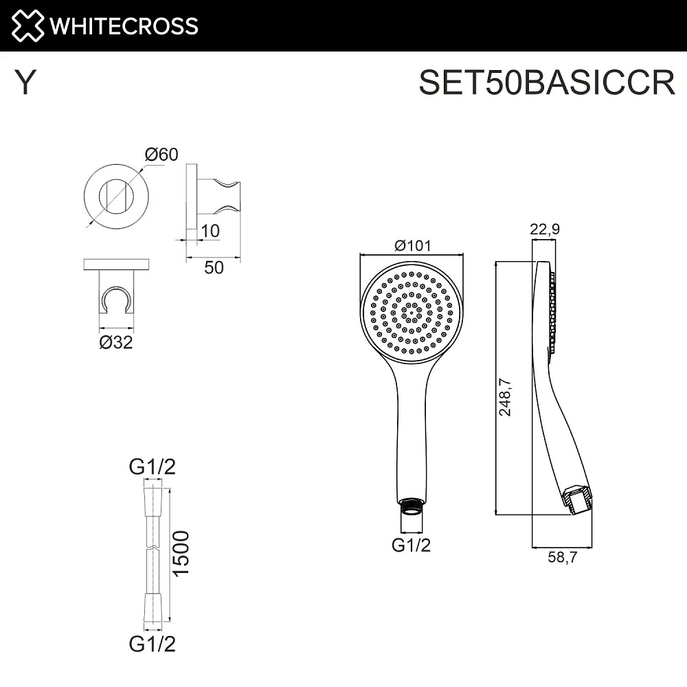 Душевой гарнитур WHITECROSS SET50BASICCR, хром