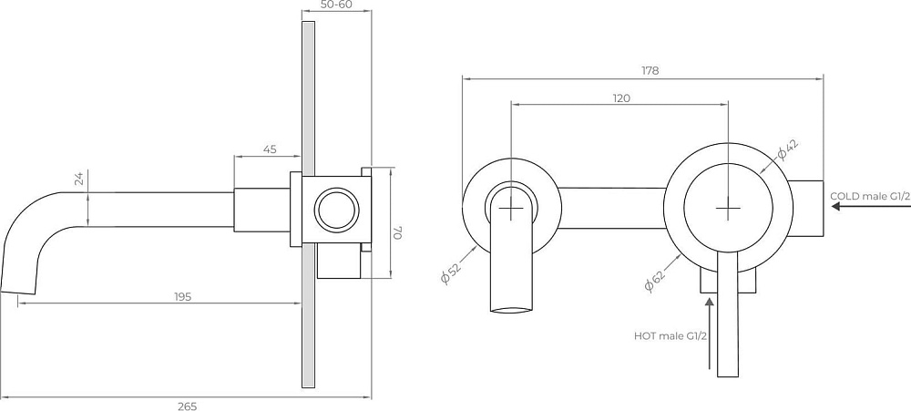 Смеситель для раковины RGW Shower Panels SP-47B С ВНУТРЕННЕЙ ЧАСТЬЮ, черный