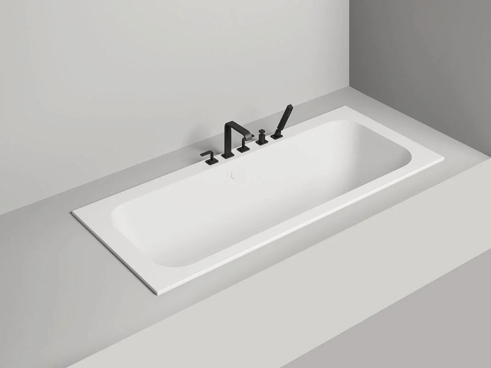 Ванна из искусственного камня Salini Orlanda Axis S-Sense 190x80 см, встраиваемая, матовая белая, на