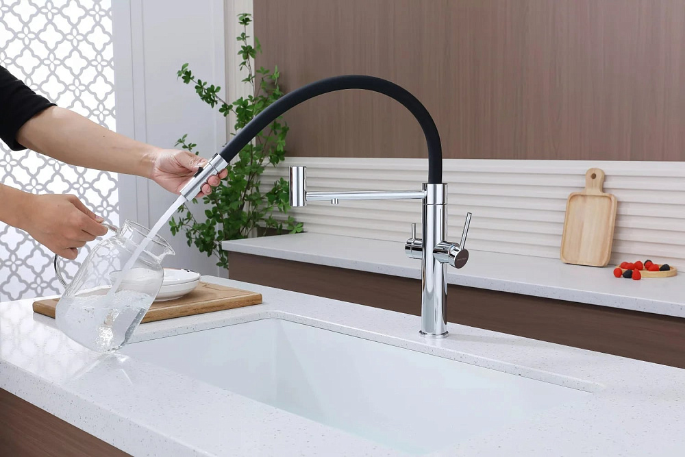 Смеситель для кухни Paulmark Nexus Ne213999-CR с гибким изливом, хром