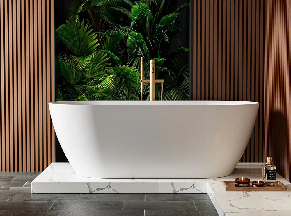 Ванна из искусственного камня Cezares Relax Solid Surface 170x80 см, отдельностоящая, матовая белая,
