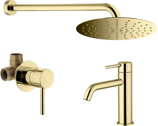 Комплект для ванной Plumberia Selection Ixo KITXO01OR53 С ВНУТРЕННЕЙ ЧАСТЬЮ, золото 24к