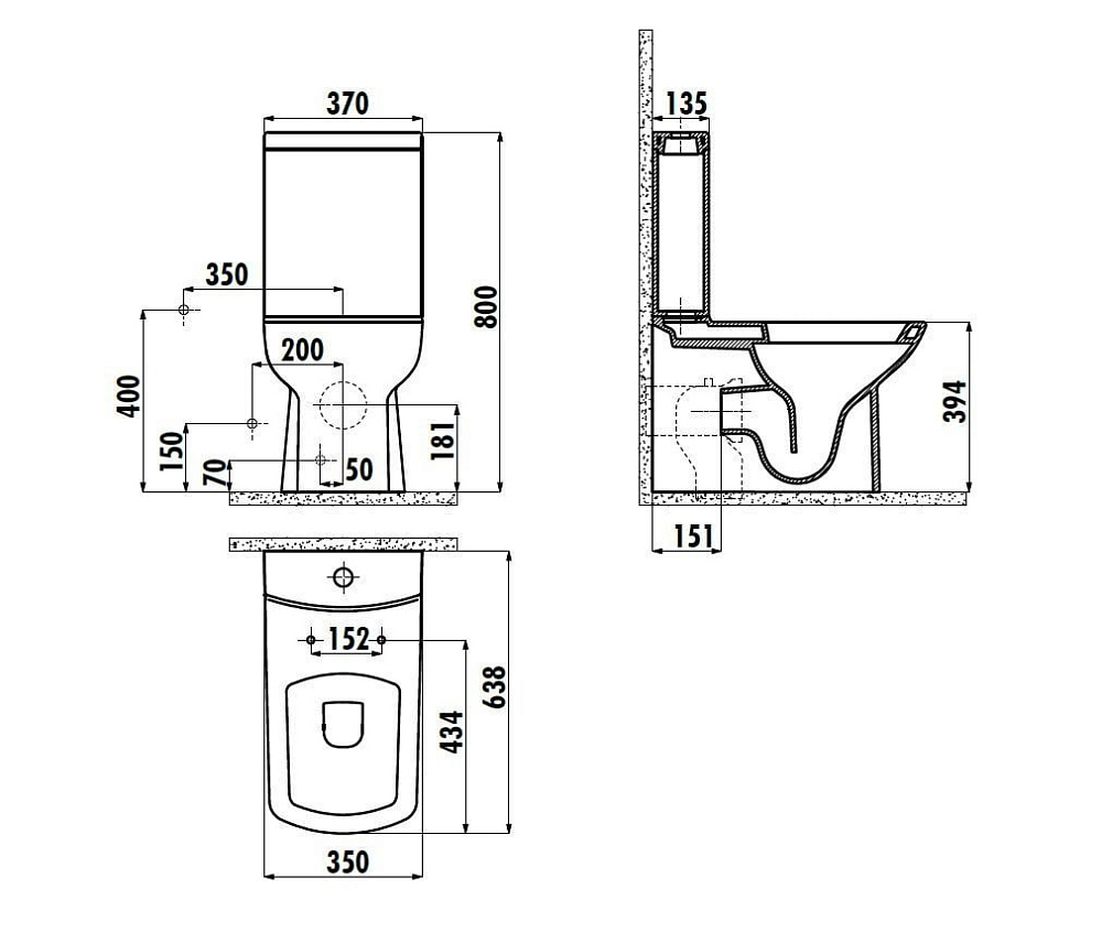 Чаша для унитаза-компакта Creavit Lara LR360-11SM00E-0000